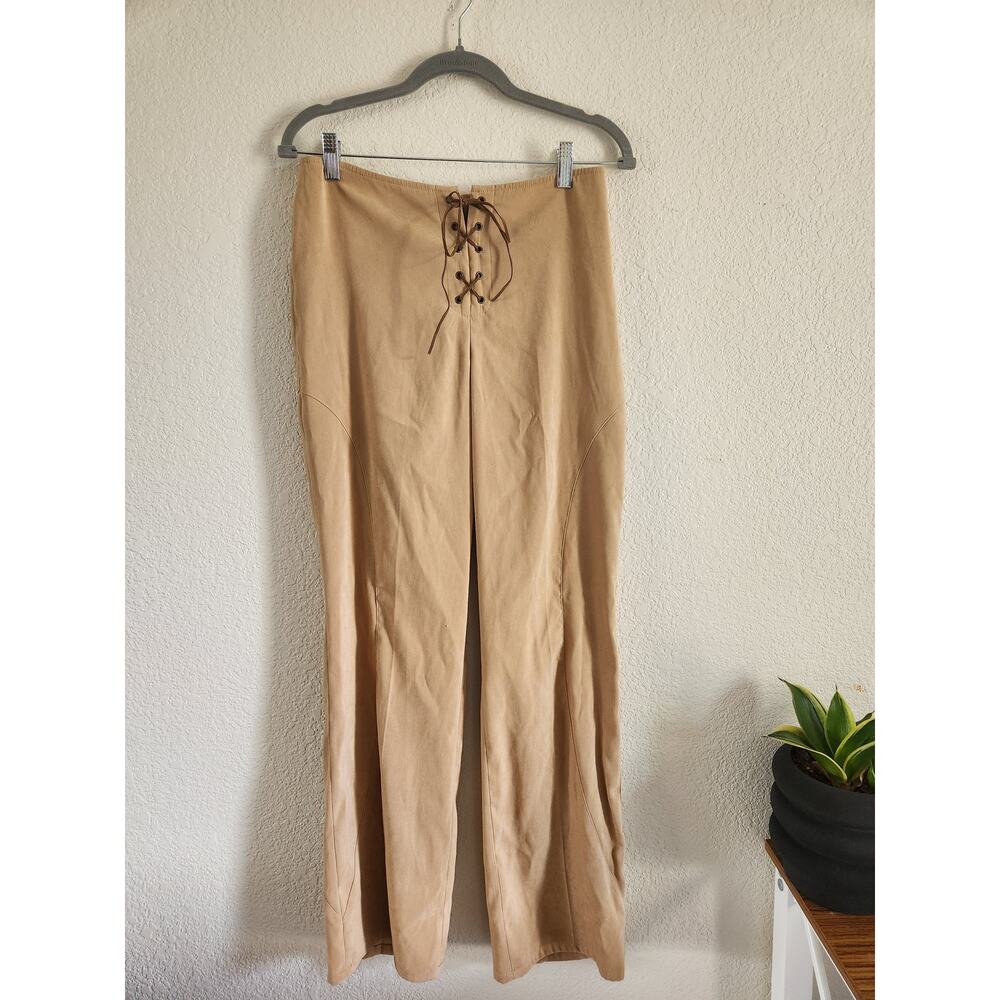 Boutique Europa Tan Gypsy Boho Lace- UP Pants Sz8